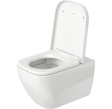 Wandtoilet met open spoelrand en opgeklapte toiletbril