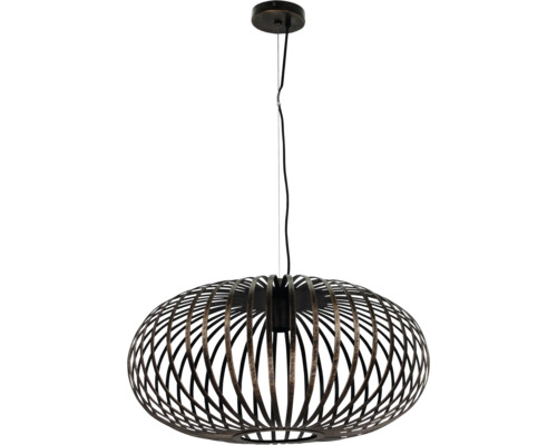 Hanglamp met ovale lampenkap van metalen spijlen
