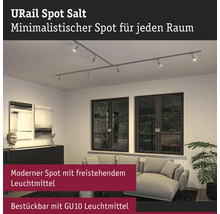 URail Spot Salt railsysteem met meerdere spots in een woonkamer.