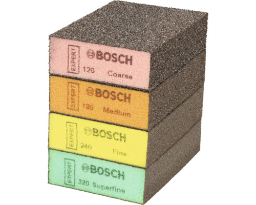 Stapel schuurblokken van verschillende korrelgroottes van Bosch