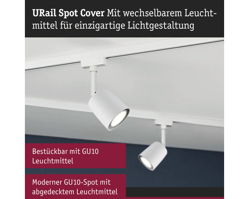 URail spots met GU10 lampen aan een rail