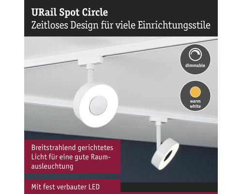URail Spot Circle met LED op een rail