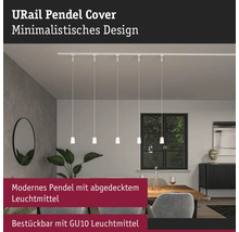 Moderne eetkamer met URail railsysteem en meerdere pendelarmaturen met GU10 lampen