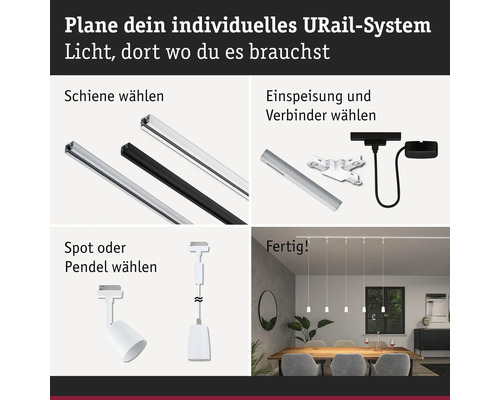 Weergave van een U-Rail systeem voor individuele lichtplanning