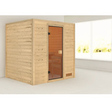 Houten sauna met glazen deur