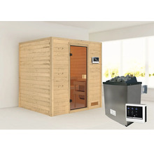 Houten sauna met saunakachel en bediening