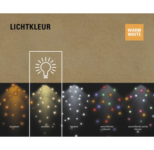 Weergave van verschillende lichtkleuren, waaronder warm wit licht