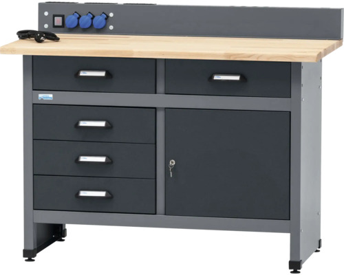 Werkbank met laden en afsluitbare deur voor de werkplaats