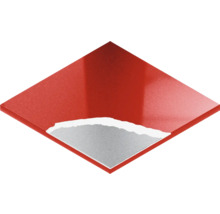 Rood metallic vinyl vloertegel met weergave van de materiaallaag