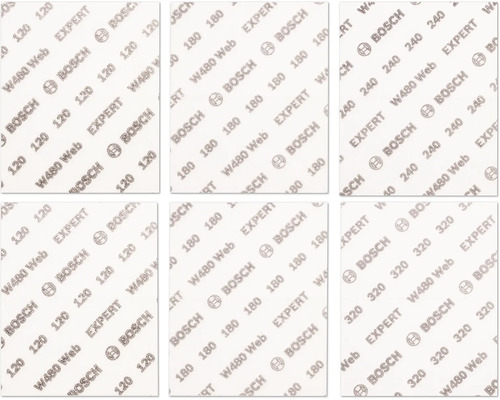 Gedetailleerd beeld van Bosch schuurpapier met verschillende korrelgroottes