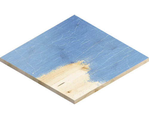 Houten plaat met blauwe verf