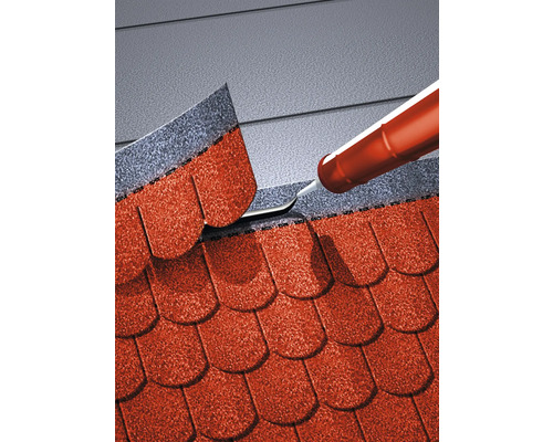 Aanbrengen van lijm op dakshingles