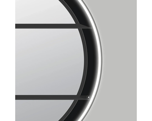 Ronde LED wandspiegel met plank