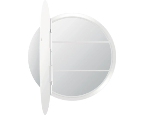 Ronde spiegelkast met open deur en planken