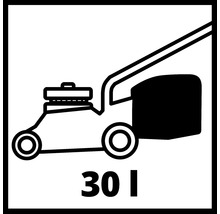 Symbool voor een grasmaaier met een opvangbakvolume van 30 liter