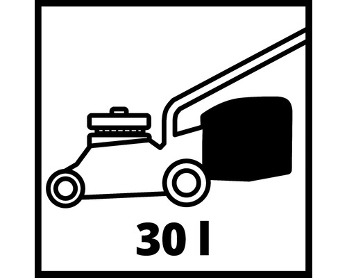 Symbool voor een grasmaaier met een opvangbakvolume van 30 liter