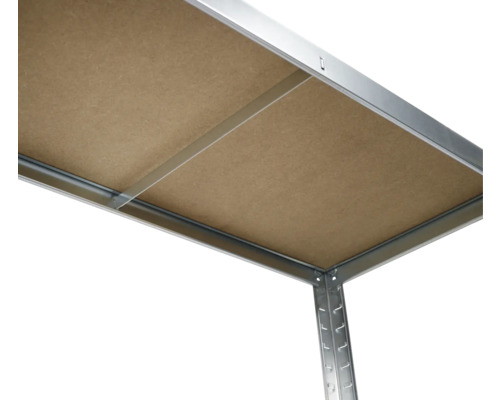 Detailweergave van een plank met een spaanplaat als legplank