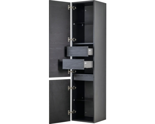 Hoge badkamerkast met laden en legplanken