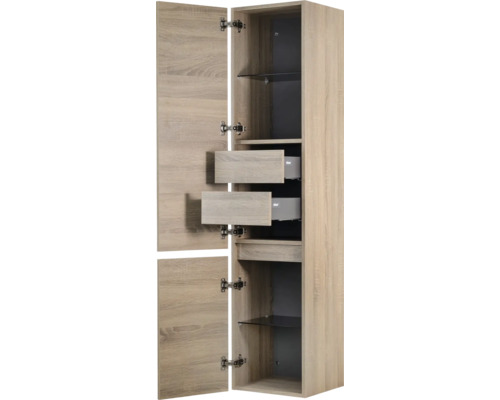 Hoge kast met twee laden en legplanken