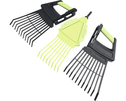 Drie bladharken en tuinharken met handvat