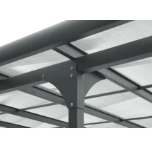 Detailweergave van een tuinpaviljoen met polycarbonaat platen