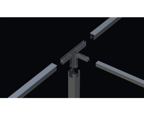 Detailopname van stalen profielen voor de constructie van een bouwproject