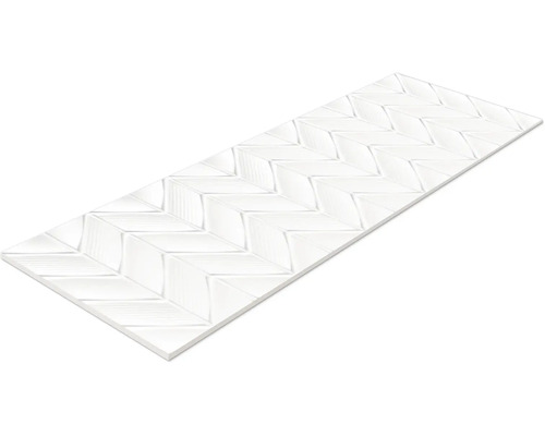 Decoratietegel Snow White Glossy wit 30x90 cm Witte tegel met visgraatmotief.