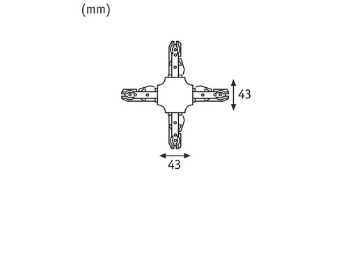 Technische tekening van een verbindingsstuk met afmetingen
