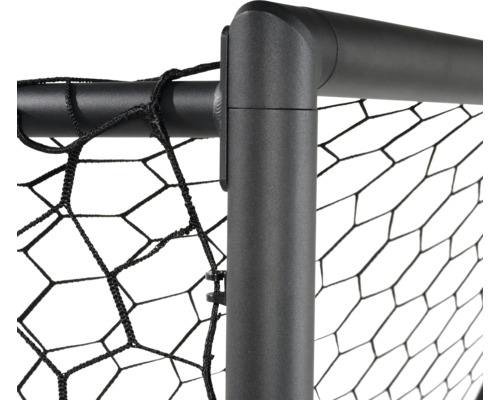 Detailopname van een voetbaldoel met net