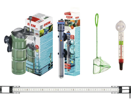 Aquarium accessoires set met filter, verwarming, net, thermometer en ledlamp