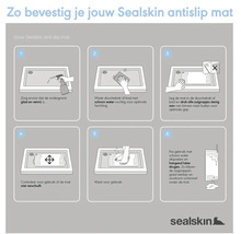 Instructies voor het bevestigen van een Sealskin antislipmat in zes stappen.