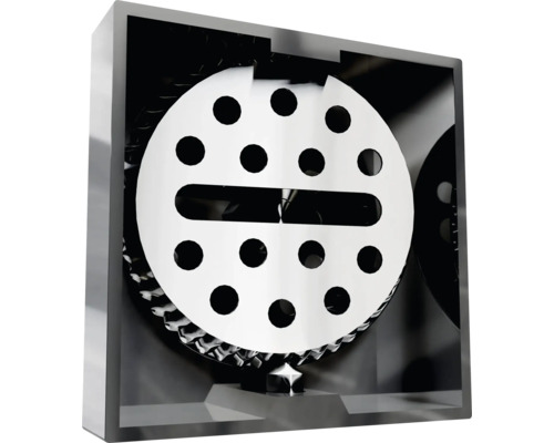 Ventilatierooster met gaten in een vierkant frame