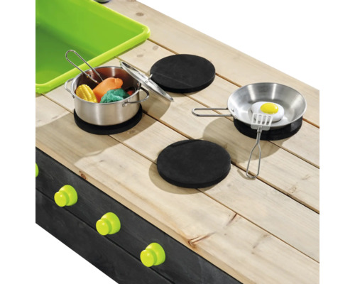 Speelkeuken met kookpot, pan en speelgoedeten