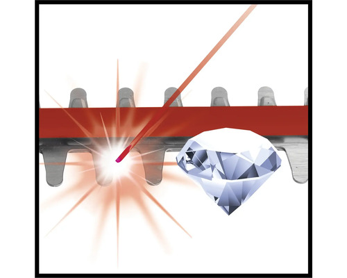 Illustratie van een heggenschaar met diamantgeslepen mes