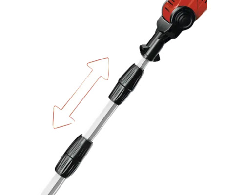 Verlengsteel met pijl om de lengteverstelling aan te geven