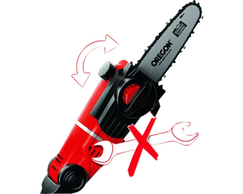 Accu kettingzaag met Oregon zaagblad en instelindicator