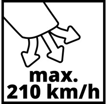 Maximale luchtsnelheid van 210 kilometer per uur
