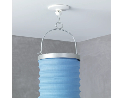 Hangende stoffen lantaarn met metalen beugel voor plafondbevestiging