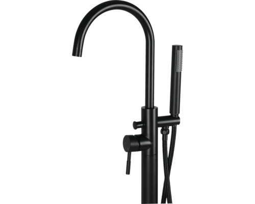 Zwarte vrijstaande badkraan met handdouche