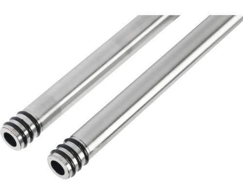 Twee roestvrijstalen buizen met geribbelde uiteinden