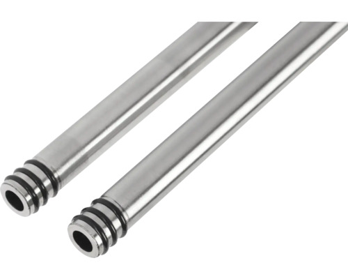 Twee metalen buizen met geribbelde uiteinden