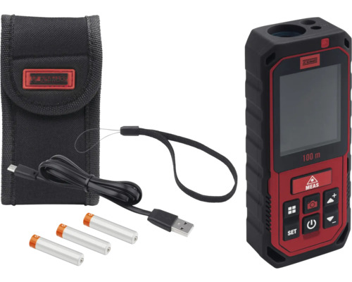 Laserafstandsmeter met accessoires, inclusief tas, USB-kabel en batterijen