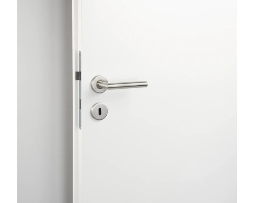 Binnendeur met metalen deurbeslag en sleutelrozet