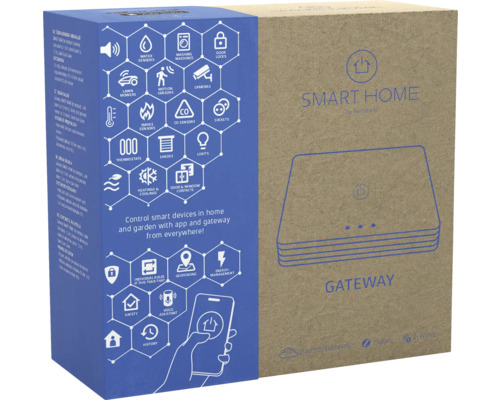 Smart Home Gateway verpakking van Hornbach voor het bedienen van apparaten in huis en tuin