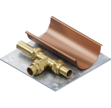 Koperen buisbocht en messing T-stuk verbindingsstuk