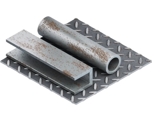 Metalen plaat, stalen buis en U-profiel van metaal