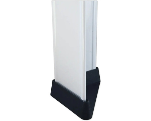 Detailweergave van een witte paal met een zwarte voet