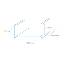 Schema van het metalen profiel met afmetingen