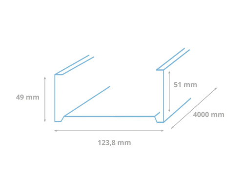 Schema van het metalen profiel met afmetingen