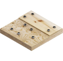 Houten platen verbonden met metalen spijkers